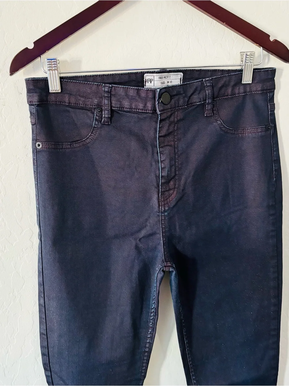 Free People FP Coated Skinny Jeans Womens 30 Black Skinny Jeans
